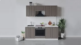 Кухонный гарнитур «Бьянка» длиной 200 см со шкафом НБ (Белый/Дуб серый)