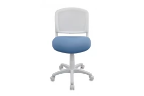 Кресло детское CH-W296NX Ткань/Сетка/Пластик/Металл, Голубой 26-24 (ткань)/Белый TW-15 (сетка)/Белый (пластик)