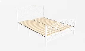 Кровать Виктория Металл, 160х190 мм, Белый муар, Белый муар, 1630